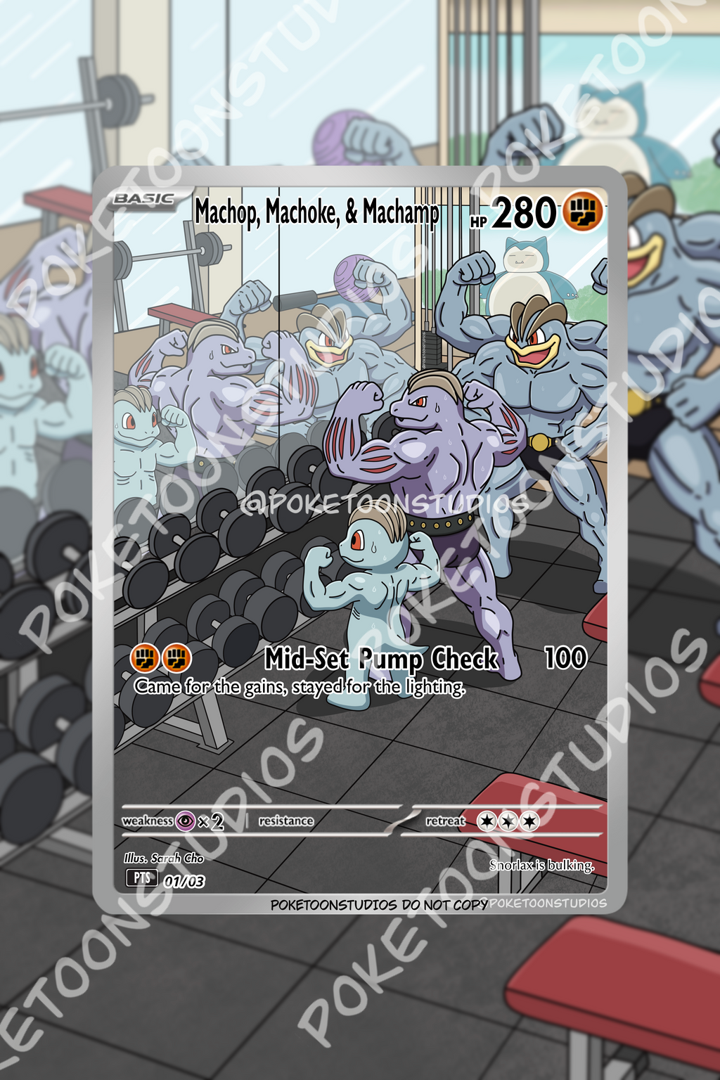 Machop, Machoke, & Machamp - Custom Illustration Rare 01/03 LIMITED EDITION