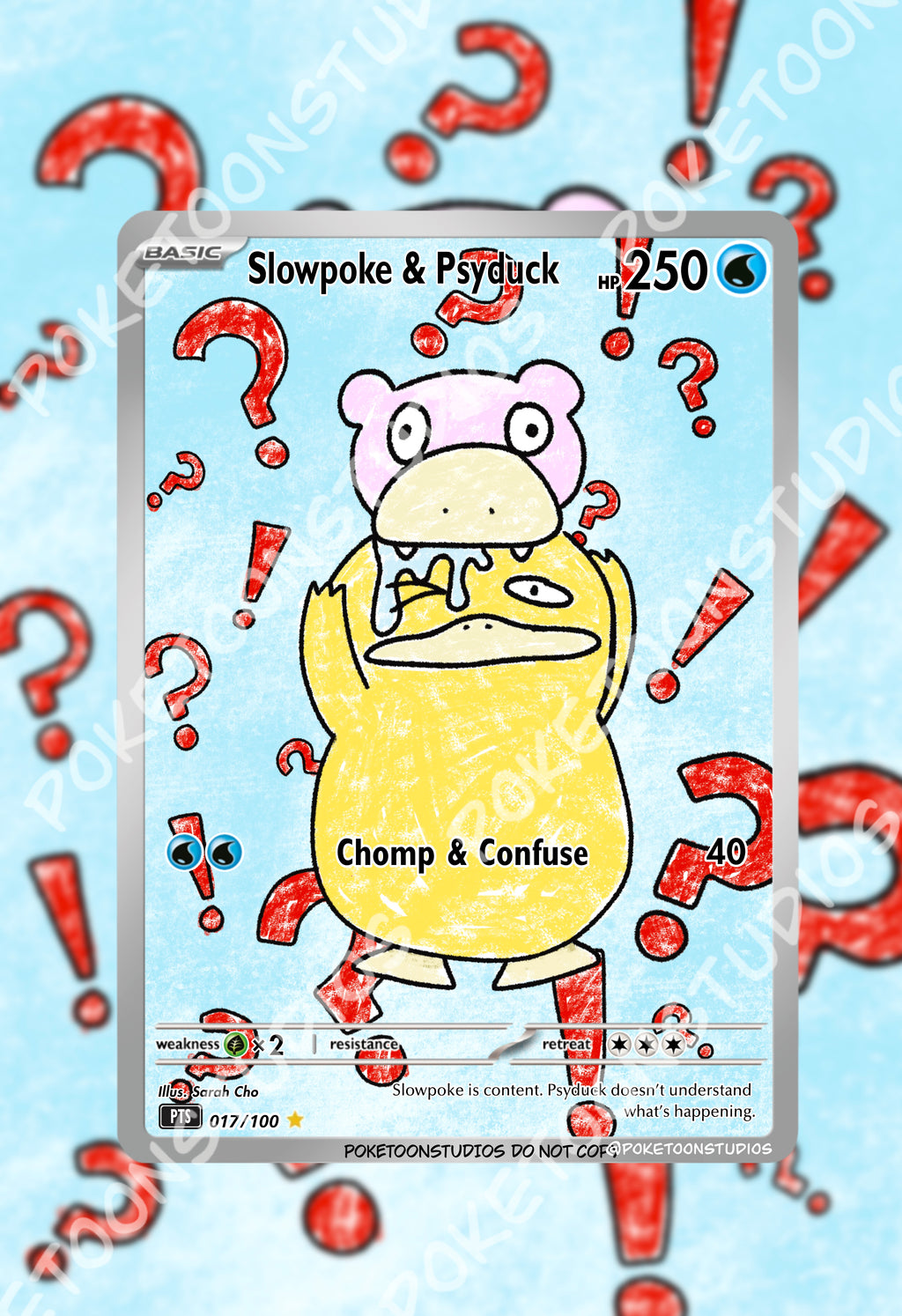 Slowpoke & Psyduck - Custom Illustrated Rare 017/100