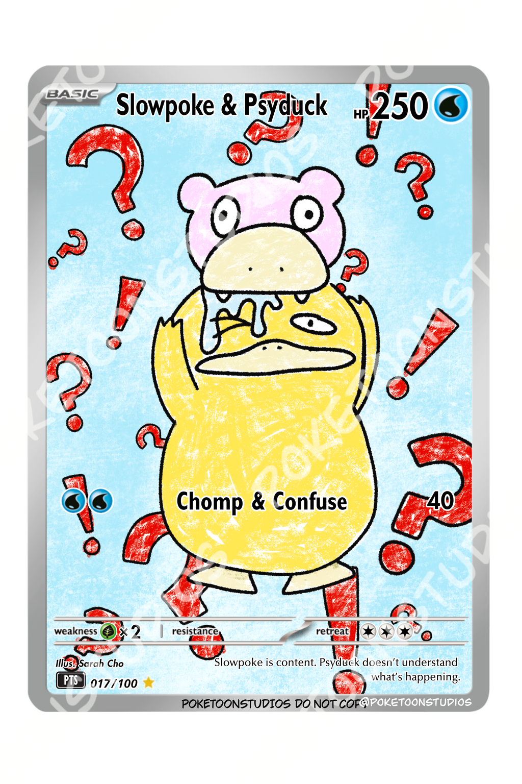 Slowpoke & Psyduck - Custom Illustrated Rare 017/100
