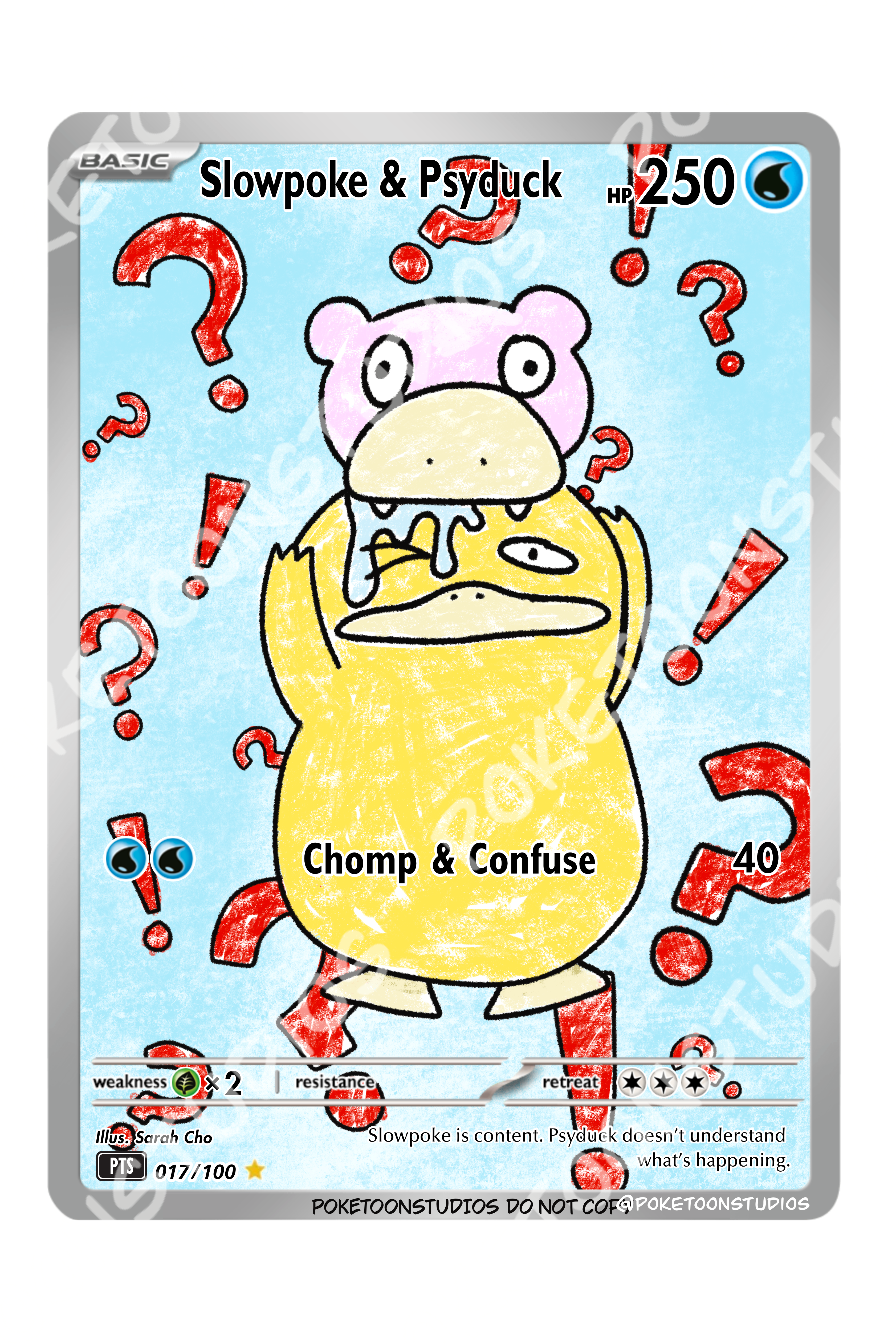 Slowpoke & Psyduck - Custom Illustrated Rare 017/100