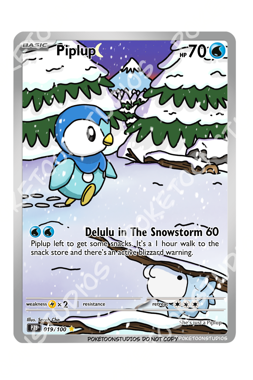 Piplup - Custom Illustrated Rare 019/100