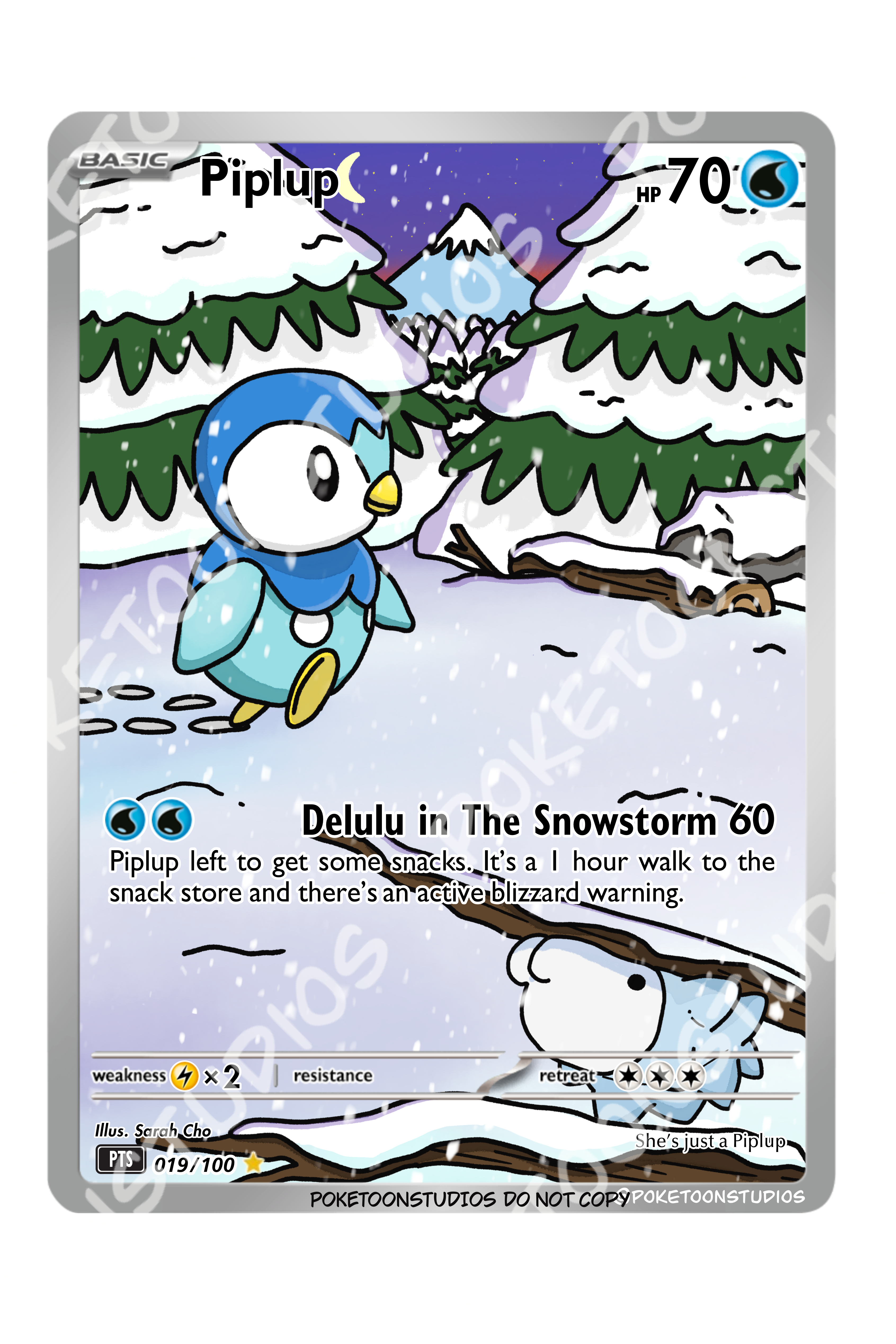 Piplup - Custom Illustrated Rare 019/100