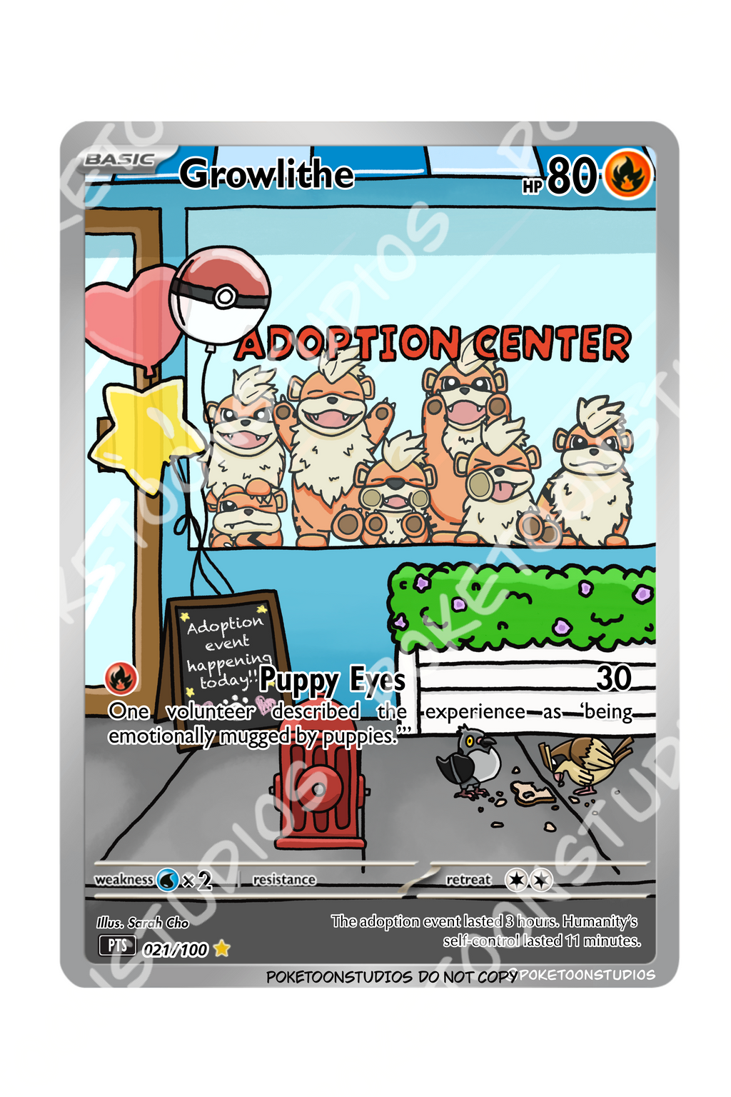 Growlithe - Custom Illustrated Rare 021/100