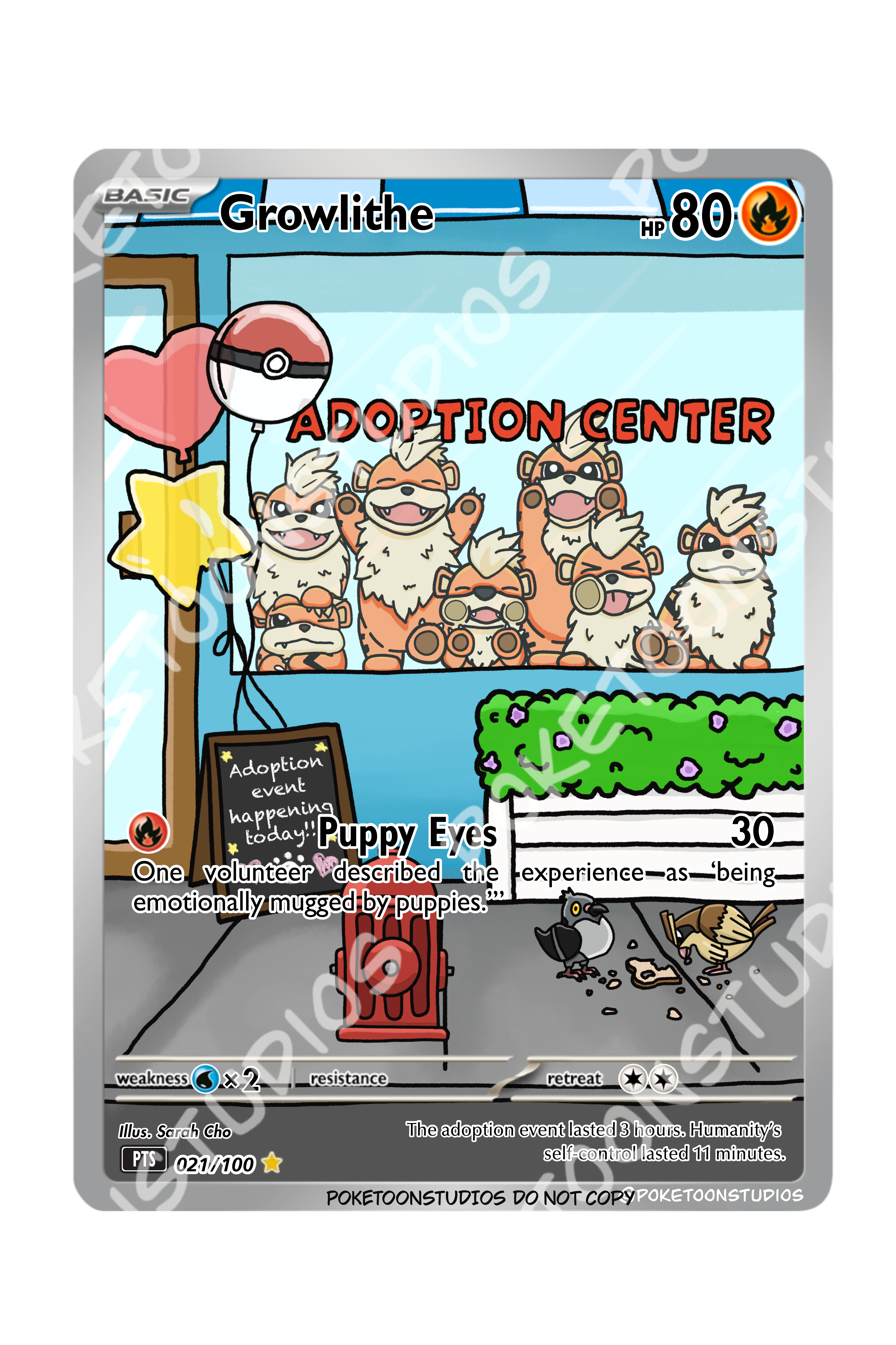 Growlithe - Custom Illustrated Rare 021/100