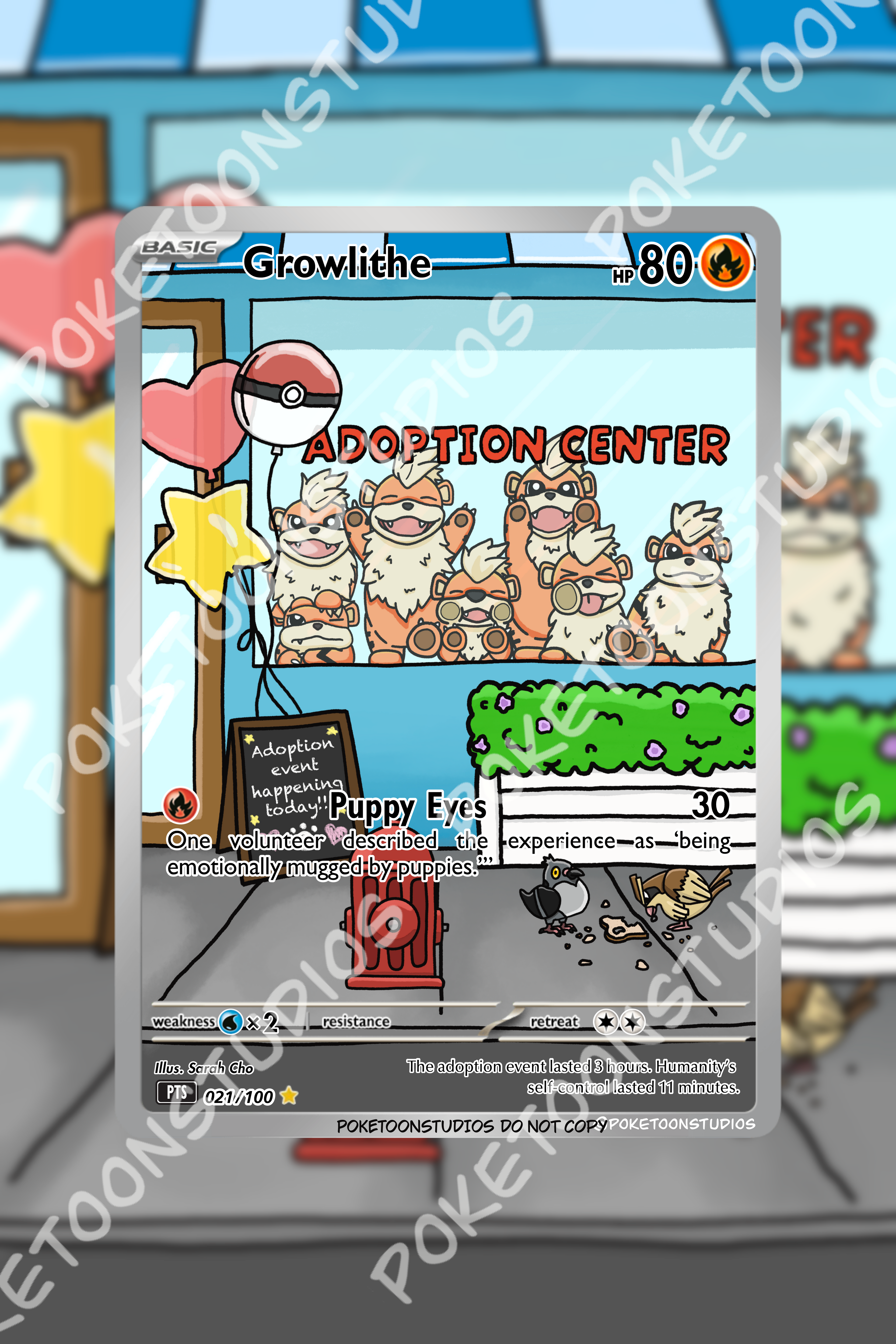 Growlithe - Custom Illustrated Rare 021/100