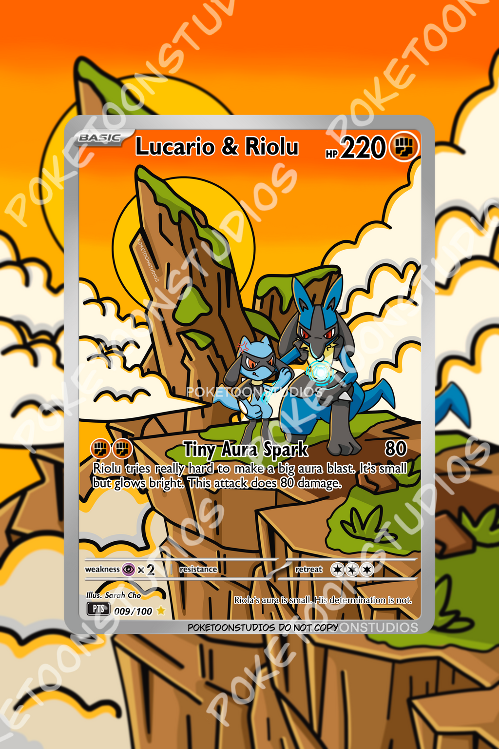 Lucario & Riolu - Custom Illustration Rare 009/100
